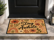 Suupia Stay Awhile Wildflower Doormat, styled view 1