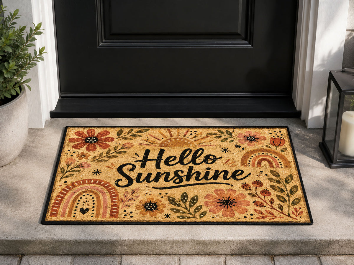 Suupia Hello Sunshine Doormat, styled view 1