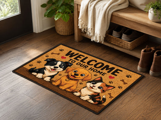 Suupia Welcome to Our Home Doormat, styled view 2