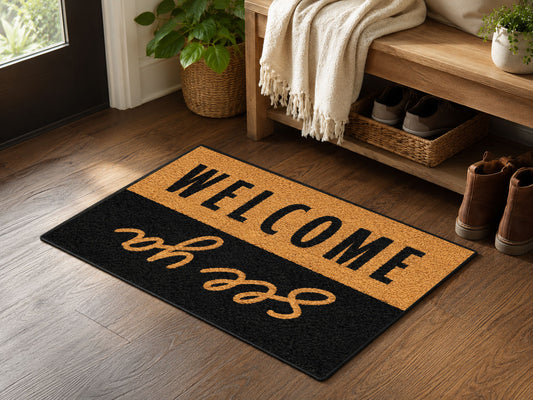 Suupia Welcome See Ya doormat, styled product view 2