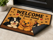 Suupia Welcome to Our Home Pets doormat, styled product view 3