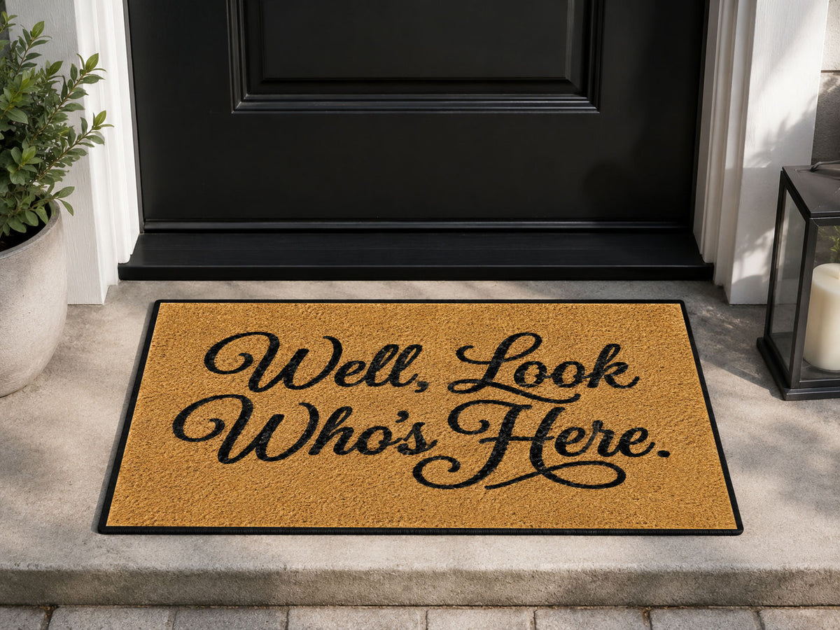 Suupia Well Look Who's Here Doormat, styled view 1